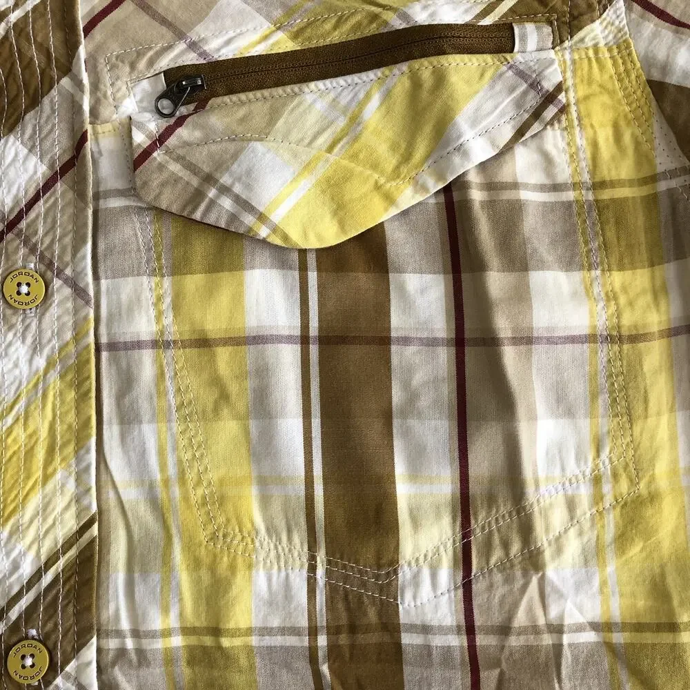 JORDAN Men’s Multicolor SS Plaid S/S Button Slit Shirt Sz L